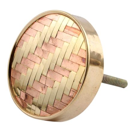 Golden Round Metal and Wooden Dresser Knobs